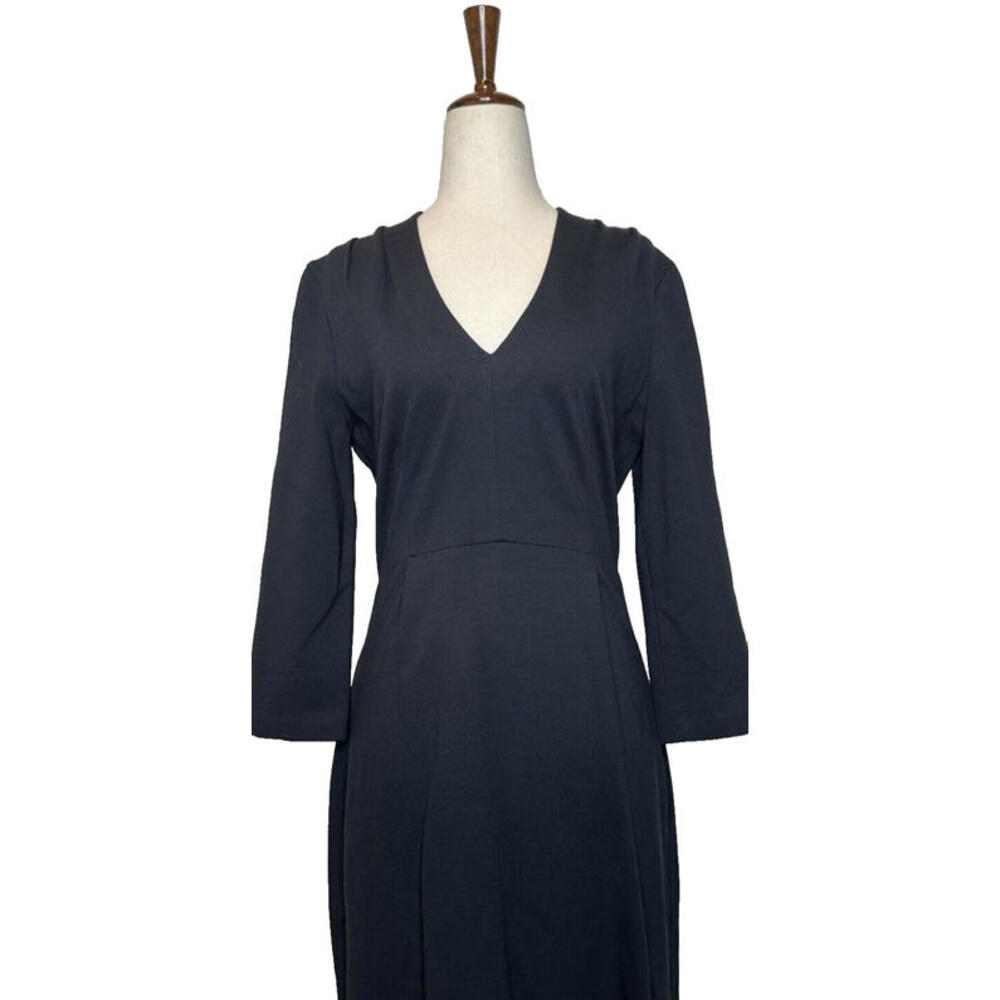 Kate Spade Darlene Dress 4 V Neck A Line Little Black Dress 3/4 Sleeve Pintuck - Picture 3 of 9